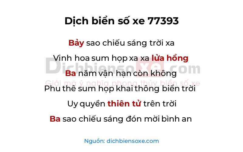 Dịch thơ biển số 77393