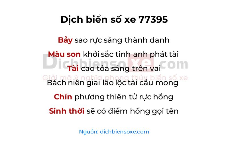 Dịch thơ biển số 77395
