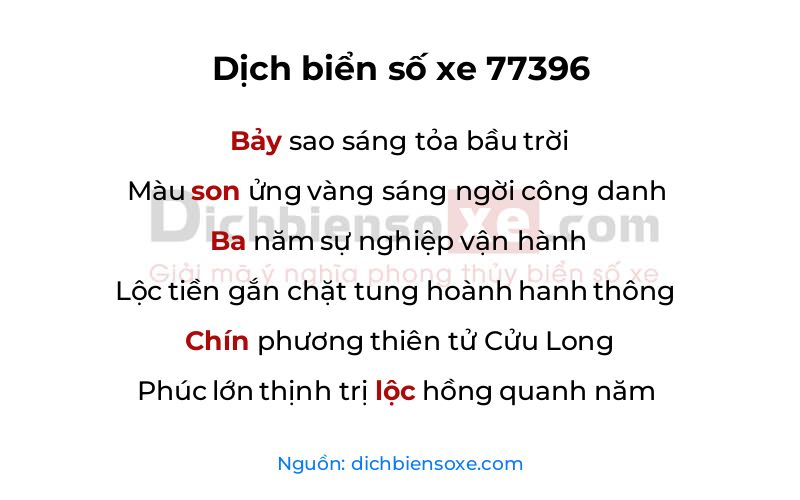 Dịch thơ biển số 77396
