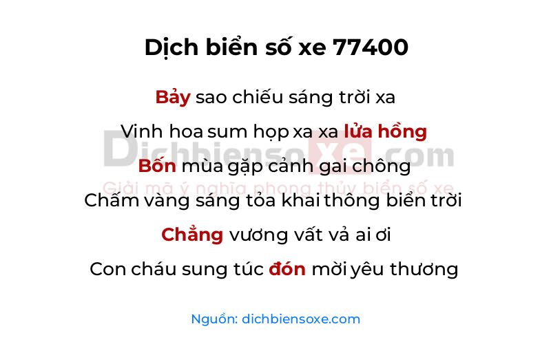 Dịch thơ biển số 77400