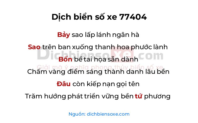 Dịch thơ biển số 77404