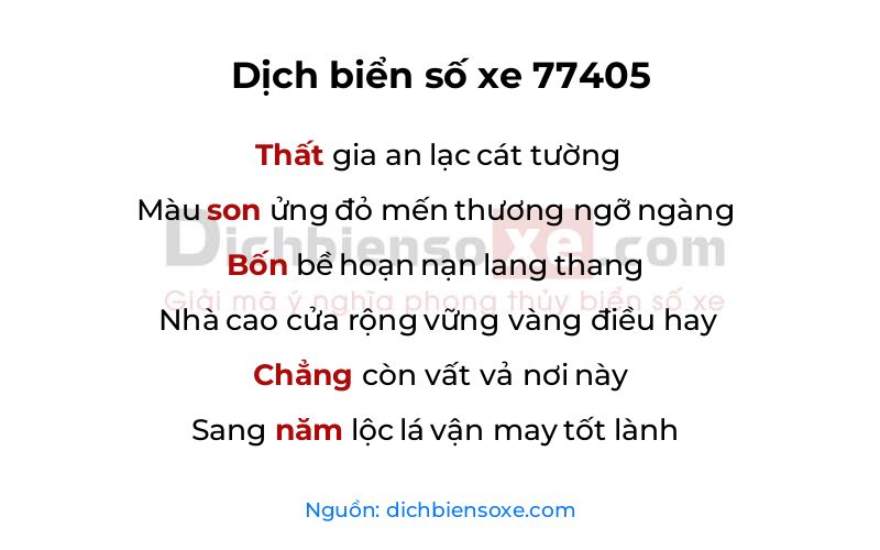 Dịch thơ biển số 77405