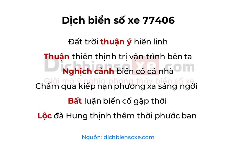 Dịch thơ biển số 77406