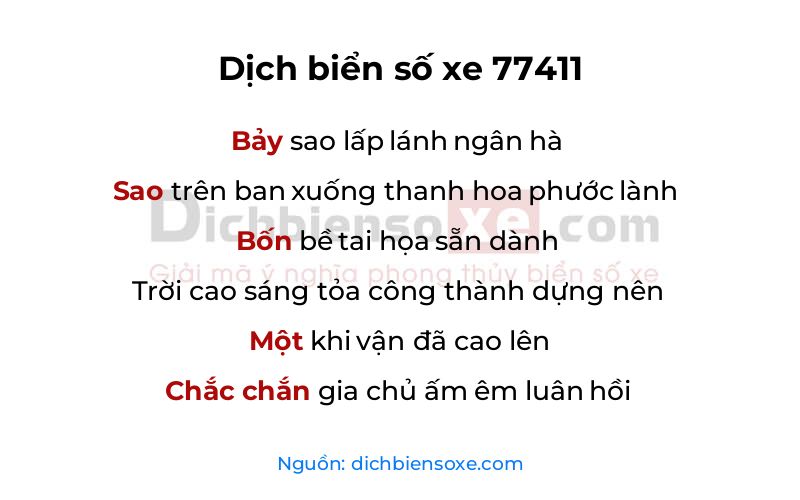Dịch thơ biển số 77411