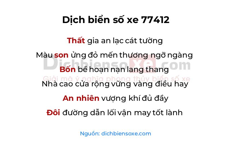 Dịch thơ biển số 77412