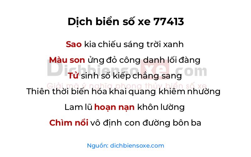 Dịch thơ biển số 77413