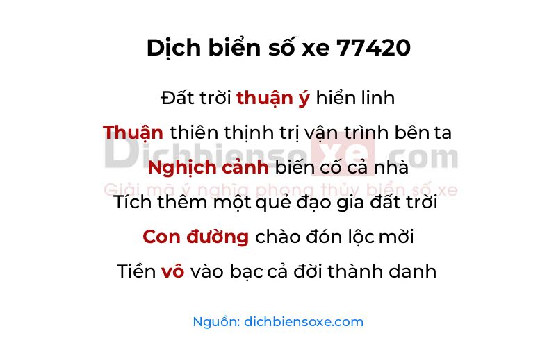 Dịch thơ biển số 77420