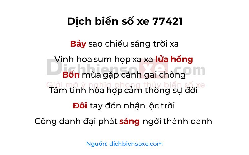 Dịch thơ biển số 77421
