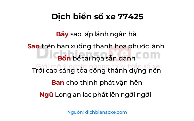 Dịch thơ biển số 77425