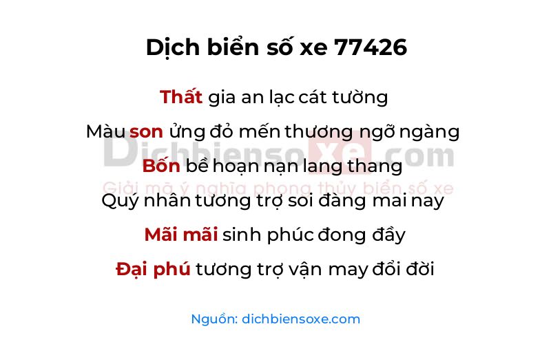 Dịch thơ biển số 77426