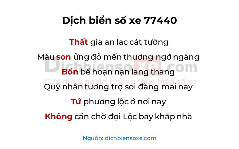 Dịch thơ biển số 77440