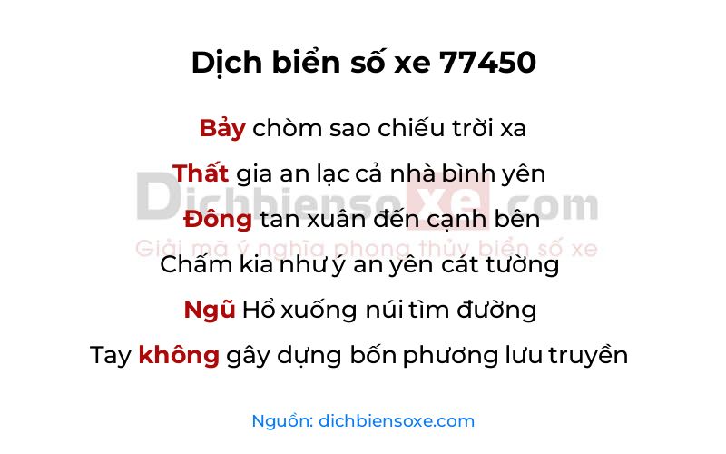 Dịch thơ biển số 77450