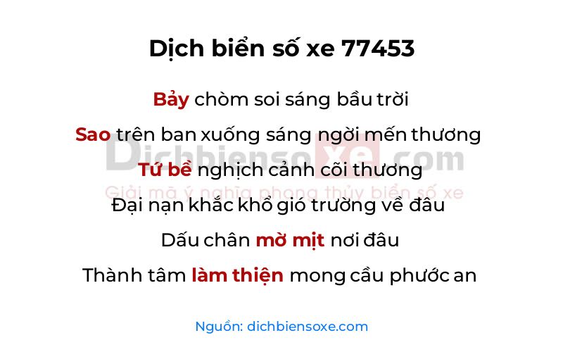 Dịch thơ biển số 77453
