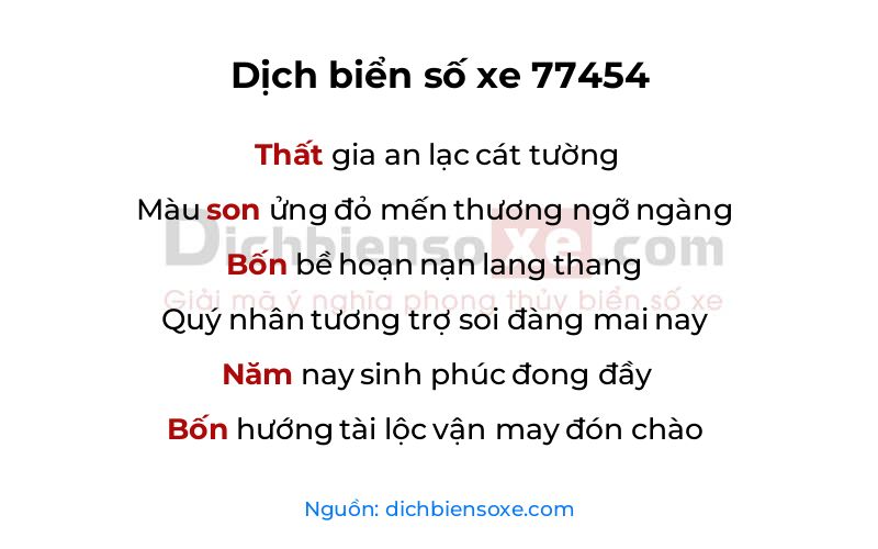 Dịch thơ biển số 77454