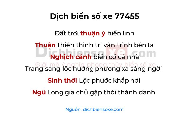 Dịch thơ biển số 77455