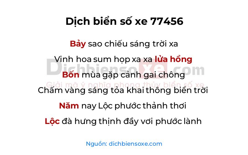 Dịch thơ biển số 77456