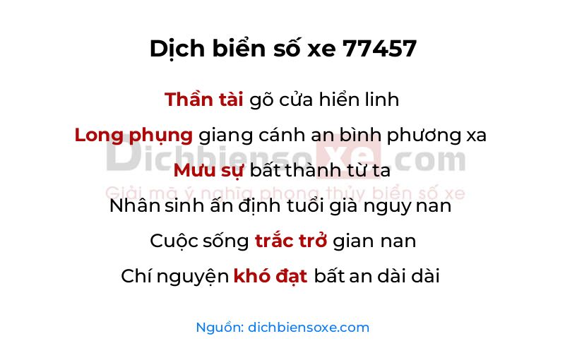 Dịch thơ biển số 77457