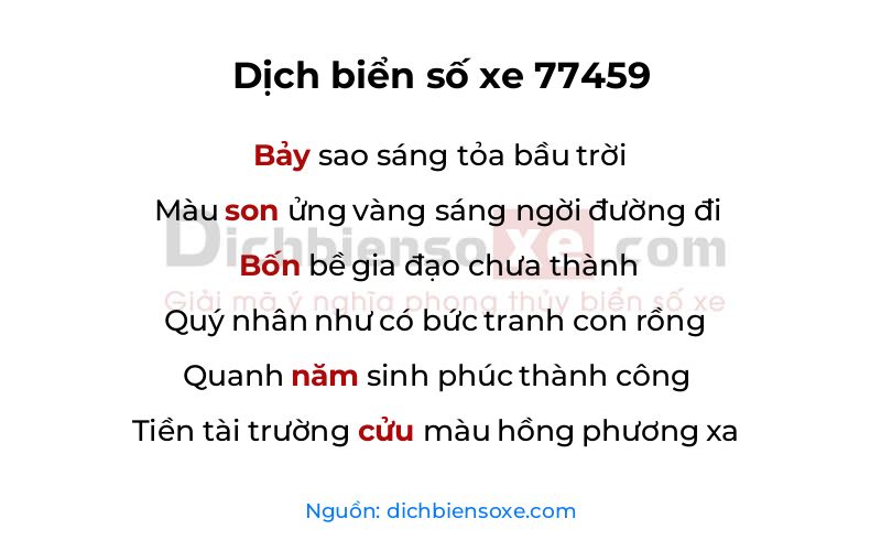 Dịch thơ biển số 77459