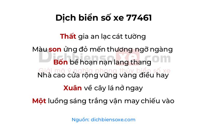Dịch thơ biển số 77461