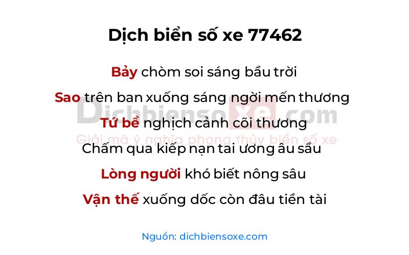 Dịch thơ biển số 77462