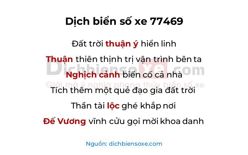 Dịch thơ biển số 77469
