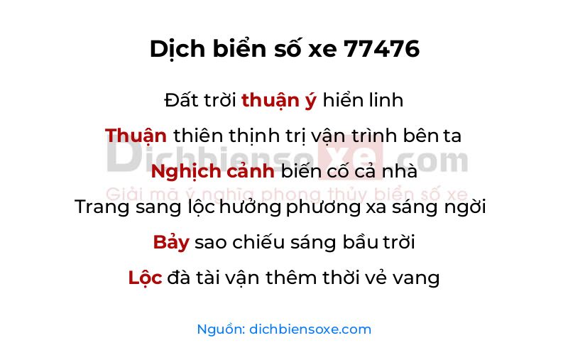 Dịch thơ biển số 77476