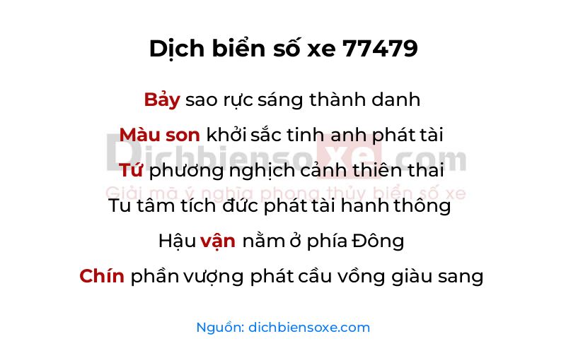 Dịch thơ biển số 77479