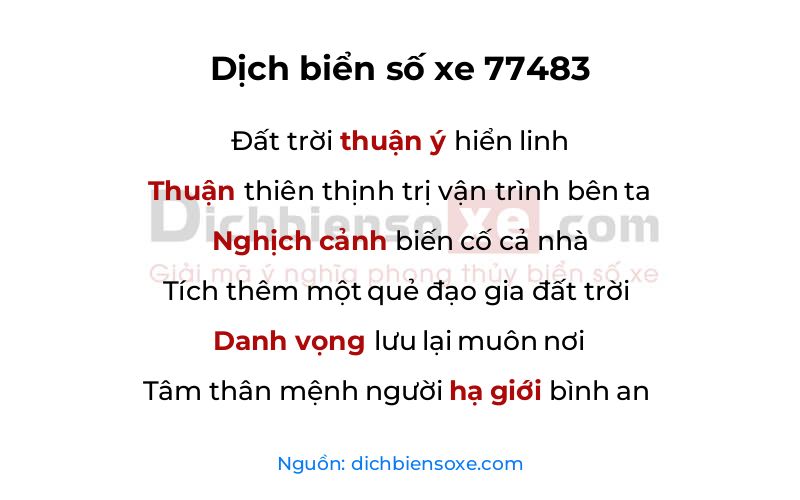 Dịch thơ biển số 77483