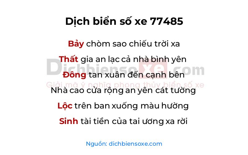 Dịch thơ biển số 77485