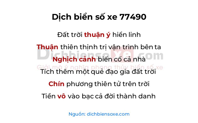 Dịch thơ biển số 77490