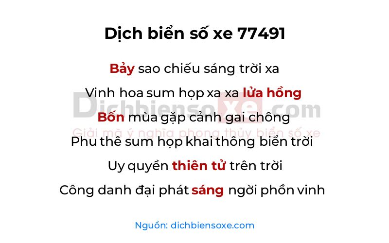 Dịch thơ biển số 77491