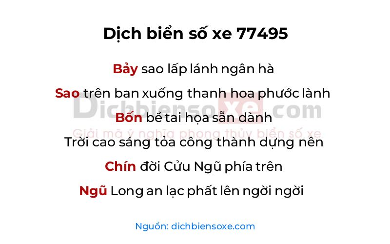 Dịch thơ biển số 77495