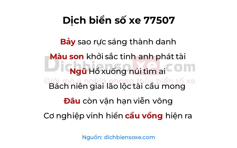 Dịch thơ biển số 77507