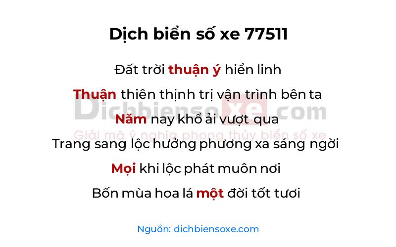 Dịch thơ biển số 77511