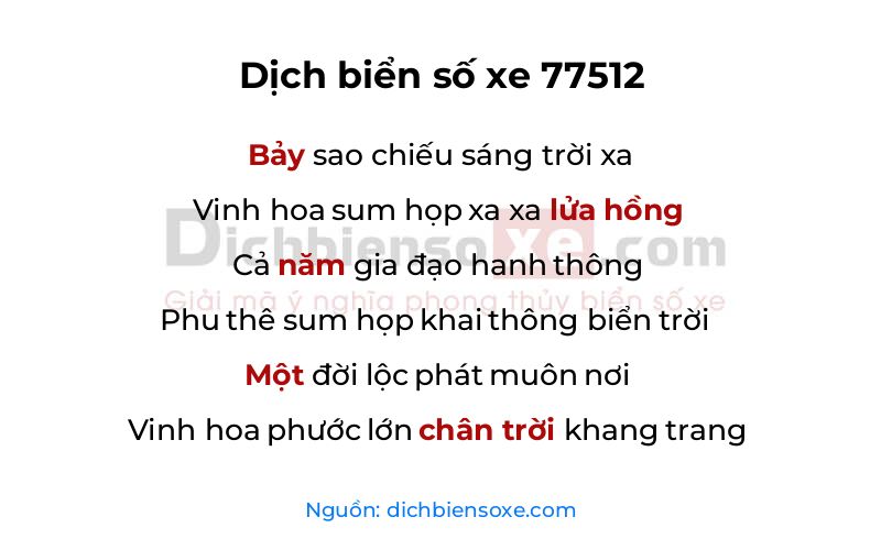Dịch thơ biển số 77512