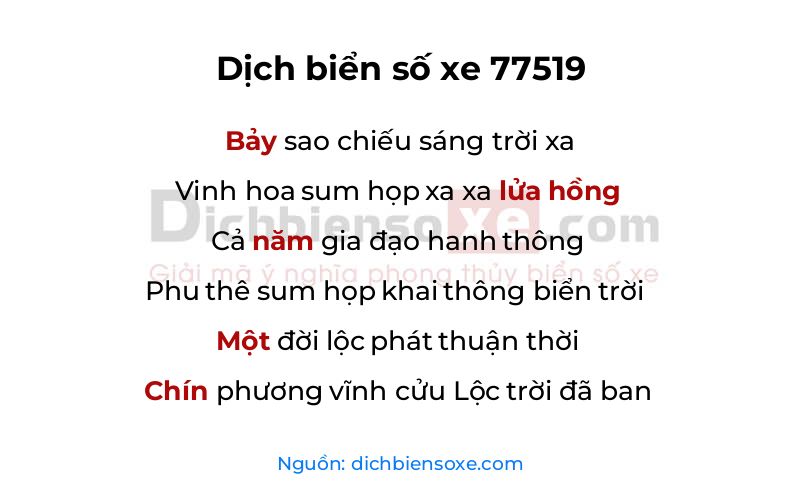 Dịch thơ biển số 77519