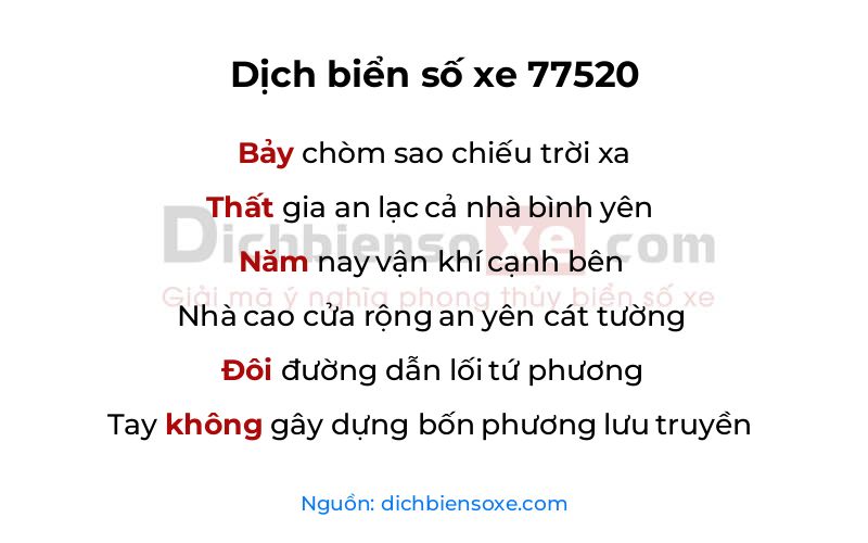 Dịch thơ biển số 77520