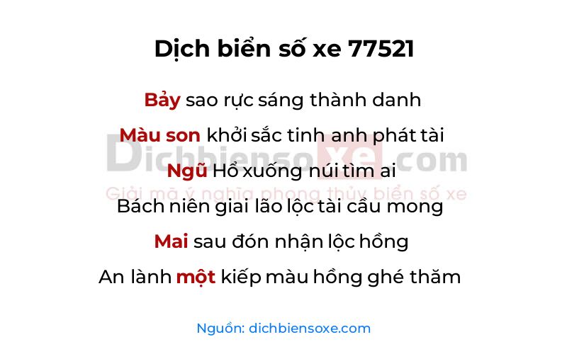 Dịch thơ biển số 77521