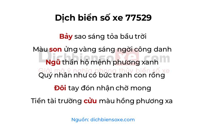 Dịch thơ biển số 77529