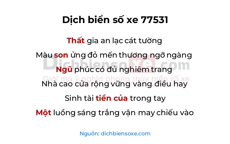 Dịch thơ biển số 77531