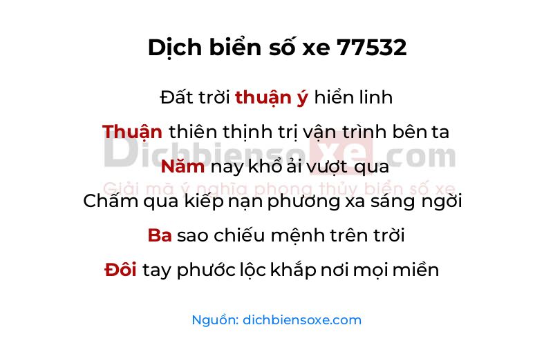 Dịch thơ biển số 77532