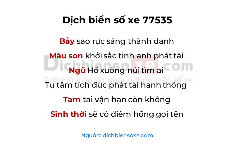 Dịch thơ biển số 77535