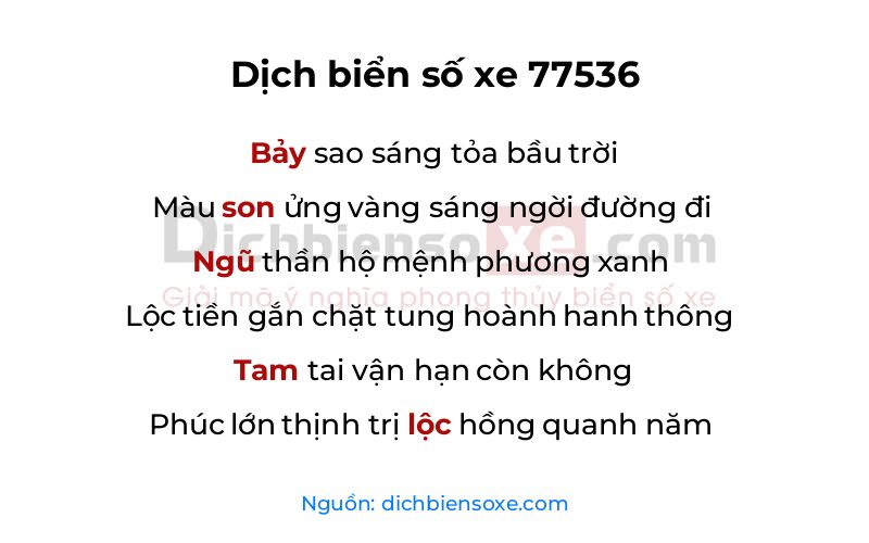 Dịch thơ biển số 77536