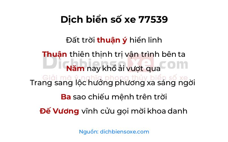 Dịch thơ biển số 77539