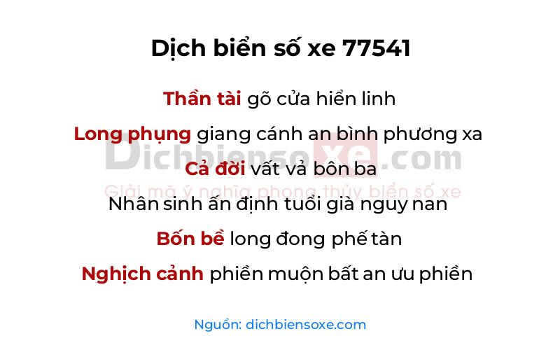 Dịch thơ biển số 77541