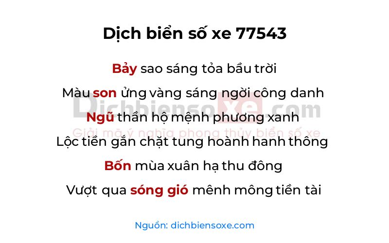 Dịch thơ biển số 77543