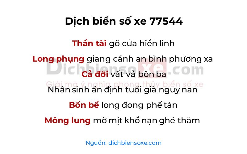 Dịch thơ biển số 77544