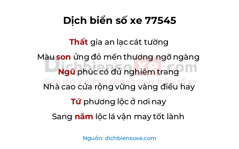 Dịch thơ biển số 77545
