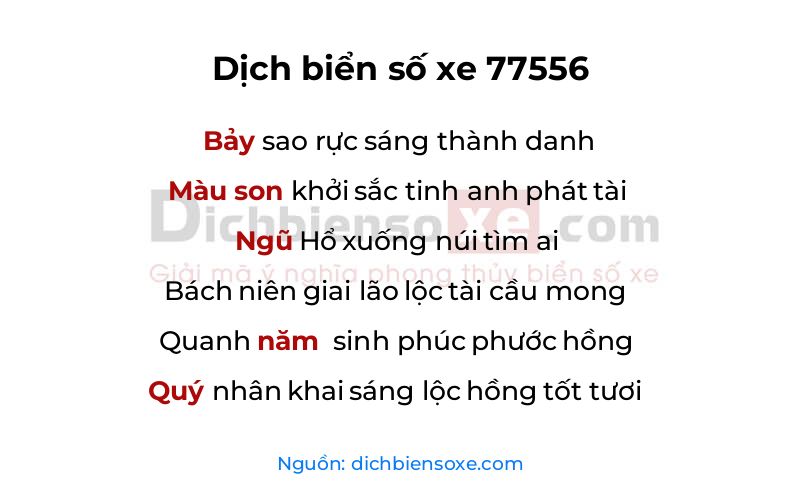 Dịch thơ biển số 77556