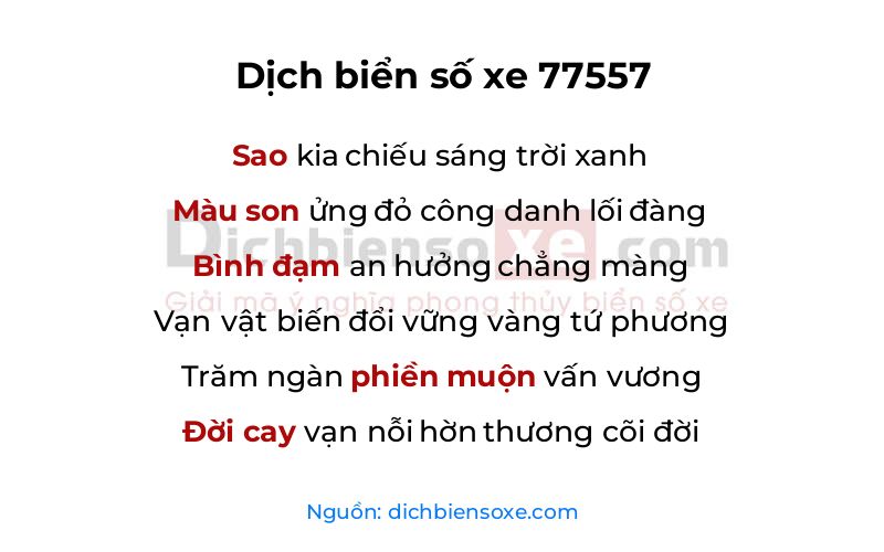 Dịch thơ biển số 77557